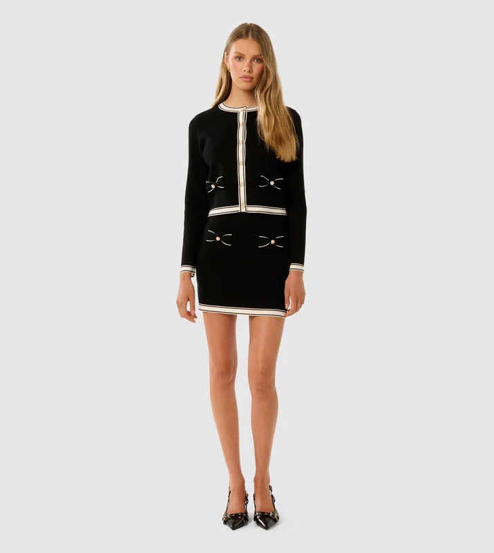 CECE Bow Detail Crop Cardigan